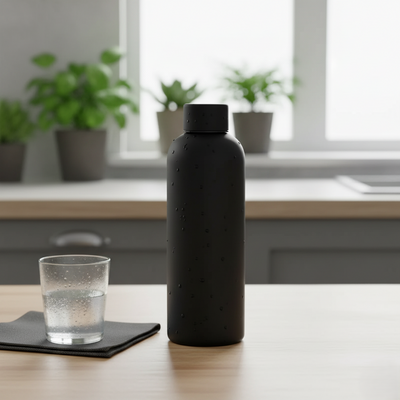 500ml Rubber Coated Stainless Steel Bottle – Matte Black